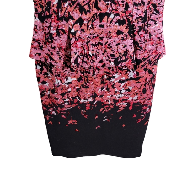 St. John Black Flamingo Knit Peplum Sweater Dress Wool Blend Metallic - Picture 3 of 11